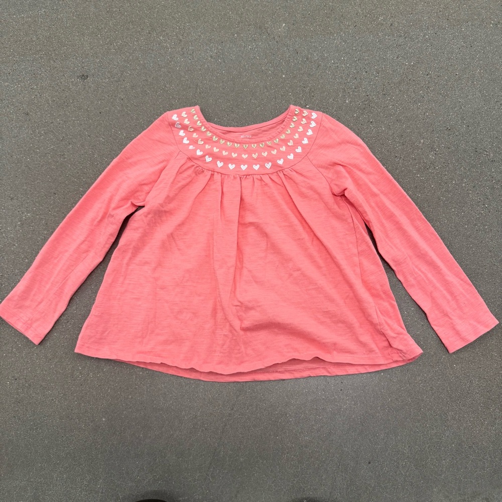 Isaac Mizrahi Pink Long Sleeve Tee with Embroidered Neckline Size 7/8